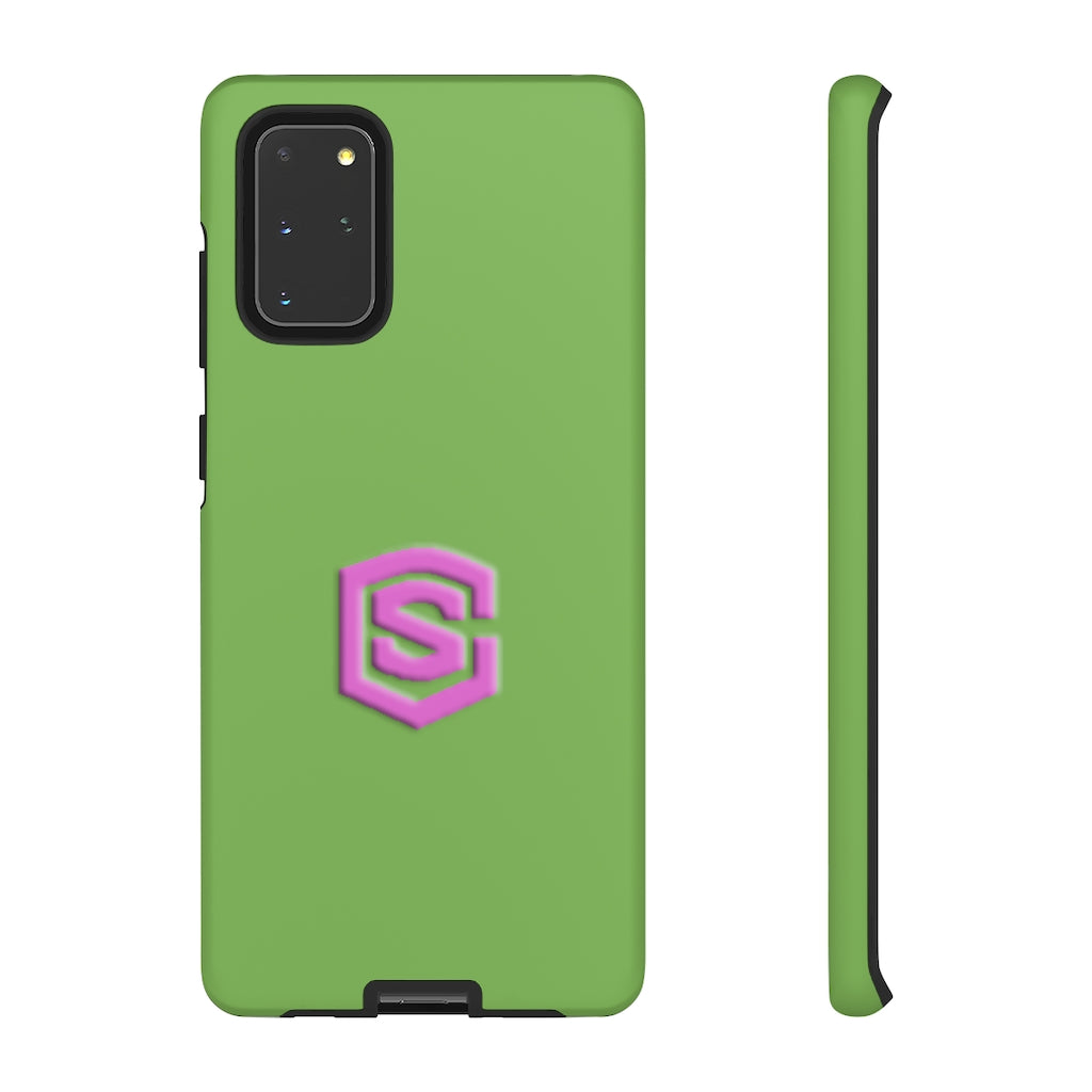Green Tough Cases Pink Logo