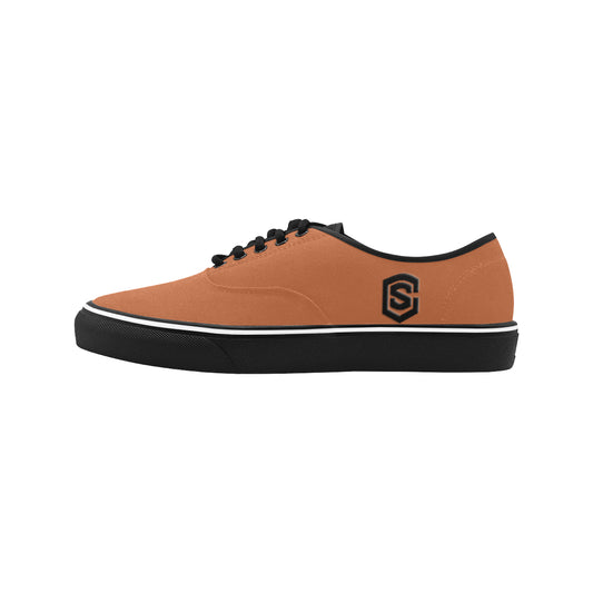 black logo Classic Men's Canvas Low Top Shoes/Large (Model E001-4)