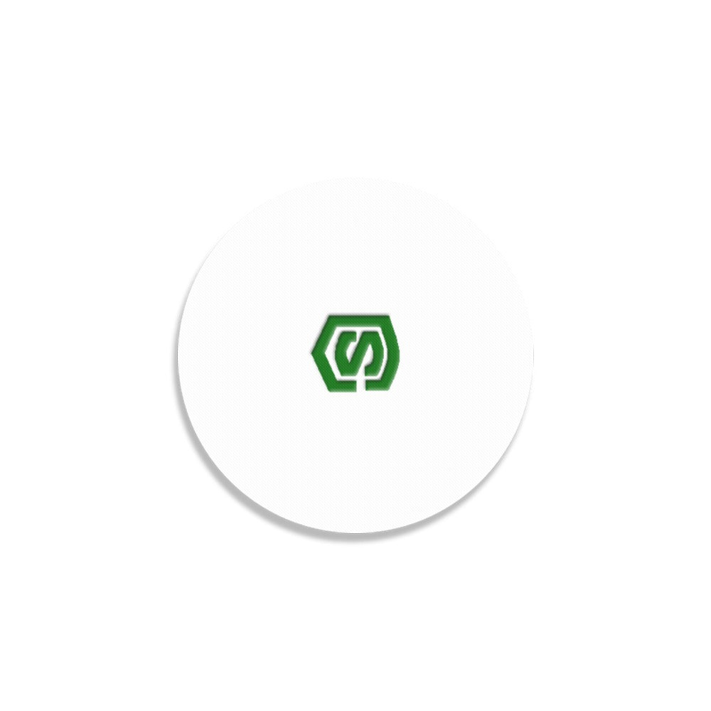 White Round Coaster with Green Logo Round Coaster