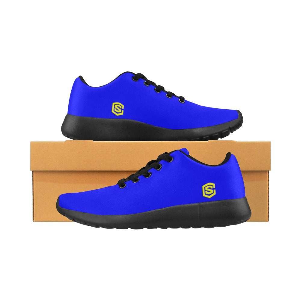 BLUE KID SNEAKER WITH YELLOW LOGO Kid's Sneakers (Little Kid / Big Kid) (Model020)