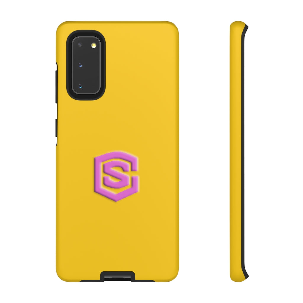 Yellow Tough Cases Pink Logo