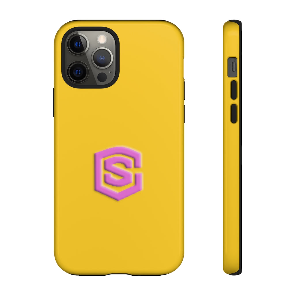 Yellow Tough Cases Pink Logo