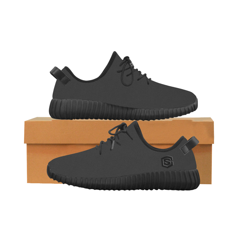 black logo Grus Men's Breathable Woven Running Shoes (Model 022)
