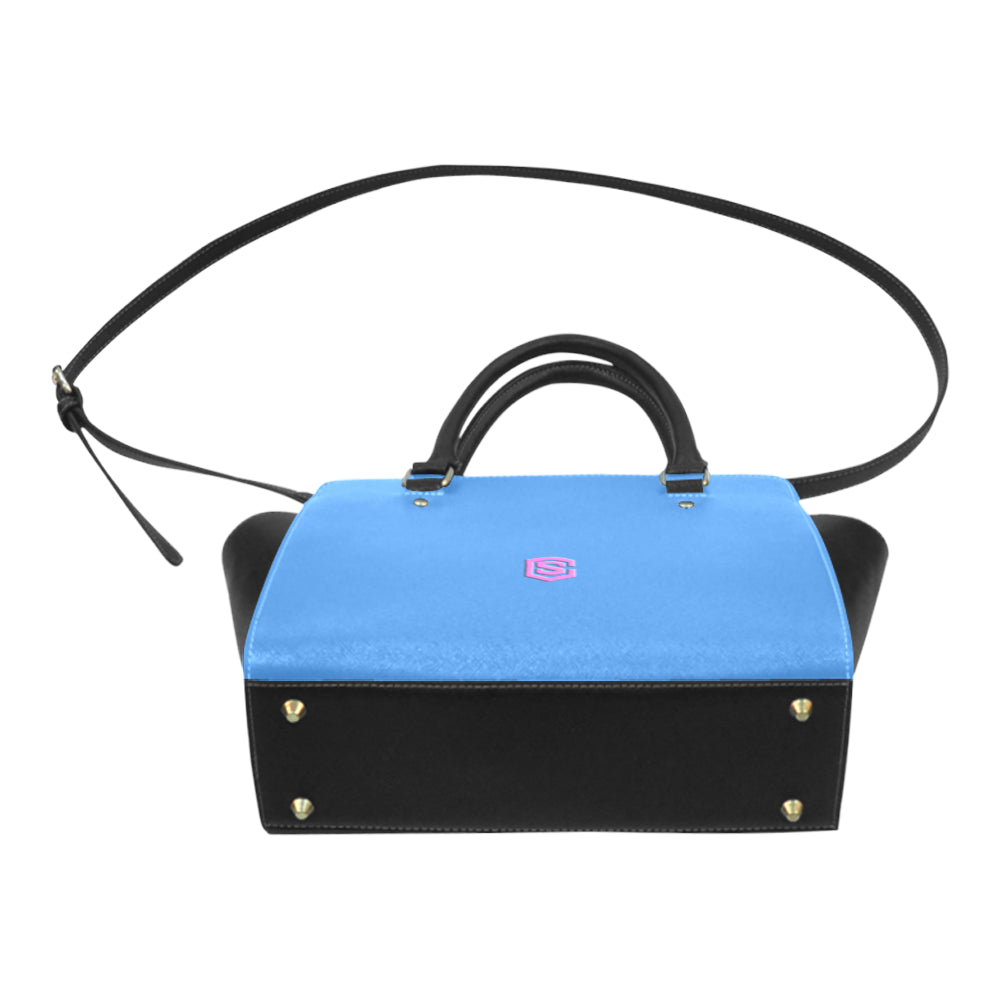 BLUE CLASSIC SHOULDER HANDBAG pink logo Classic Shoulder Handbag (Model 1653)