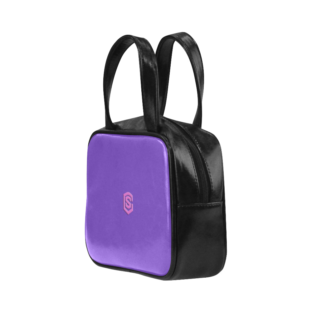 PURPLE LEATHER TOP HANDLE HANDBAG pink logo Leather Top Handle Handbag (Model 1662)