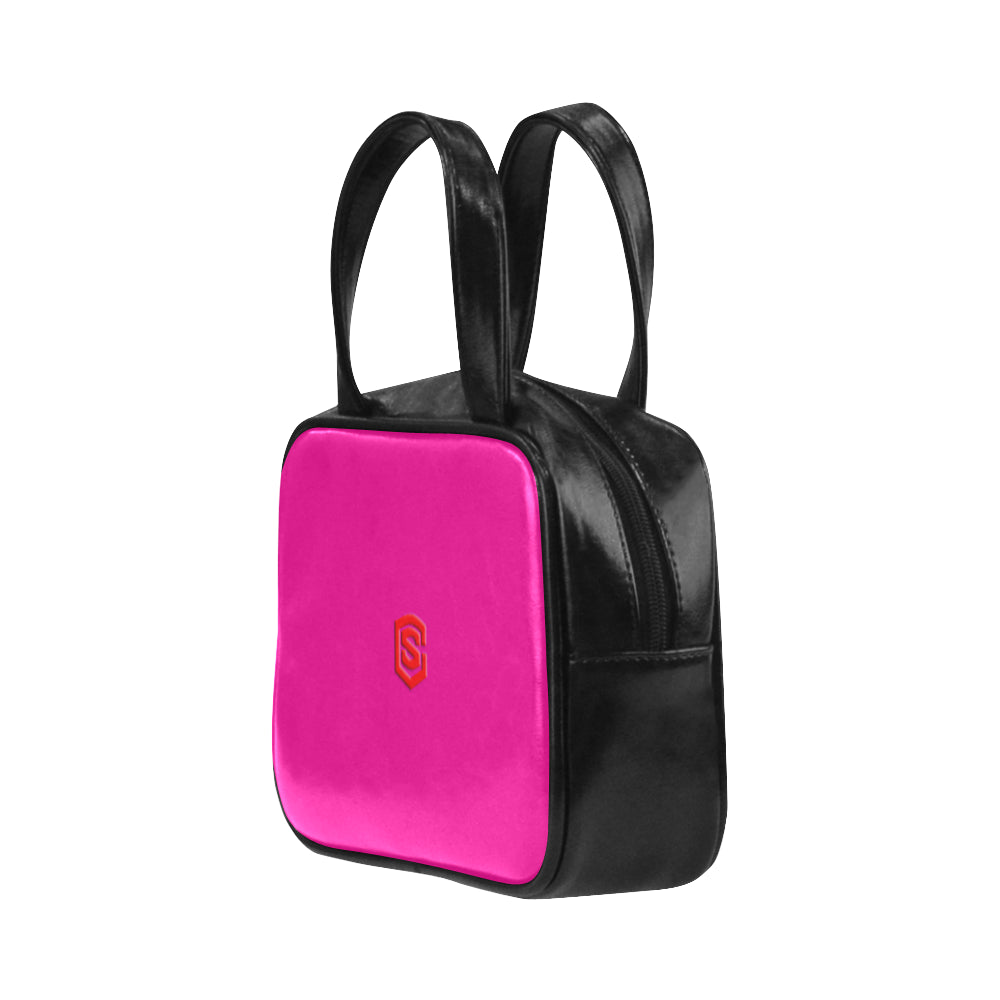 PURPLE LEATHER TOP HANDLE HANDBAG red logo Leather Top Handle Handbag (Model 1662)