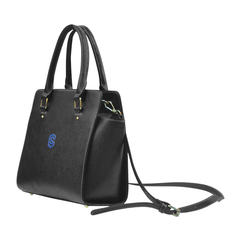 BLACK CLASSIC SHOULDER HANDBAG blue logo Classic Shoulder Handbag (Model 1653)