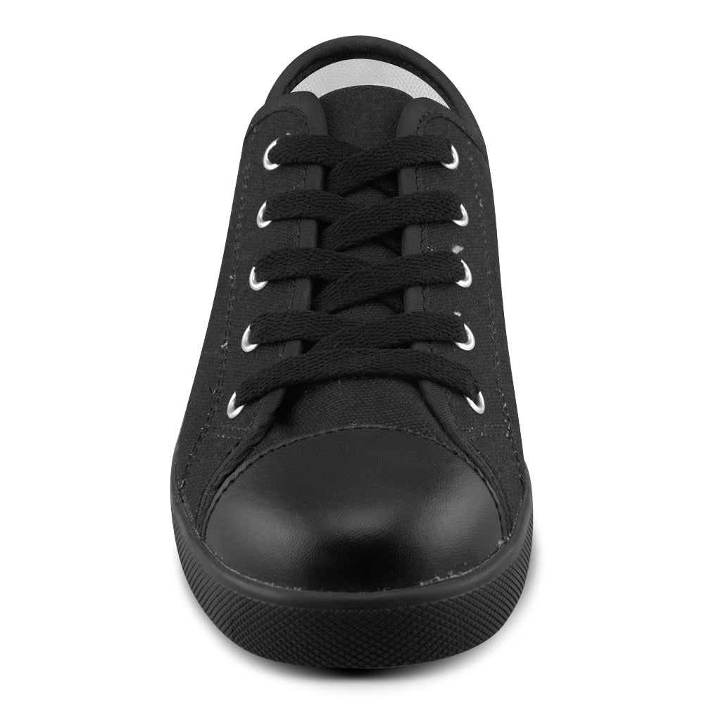BLACK CANVAS KID SHOES black logo Canvas Kid's Shoes (Model 016)
