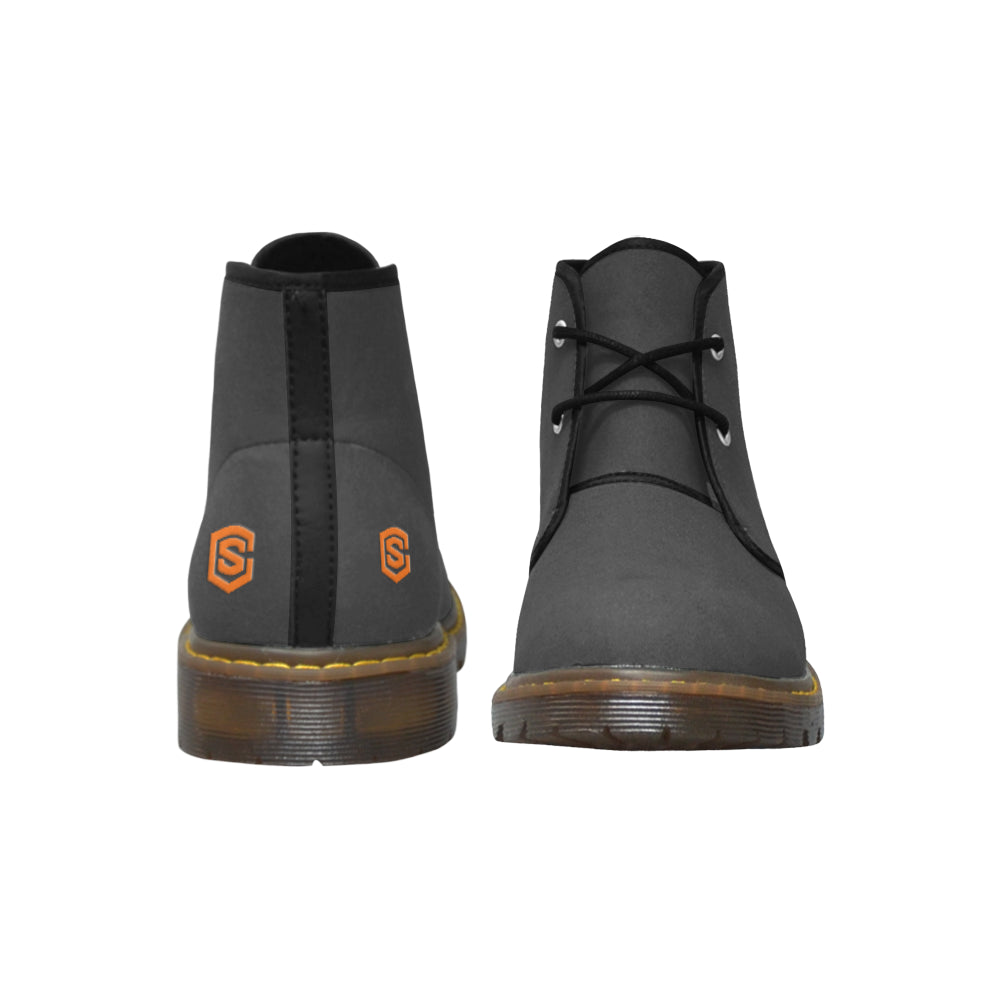 Black Men's Nubuck Chukka Boots Orange logo Men's Nubuck Chukka Boots (Model 2402)