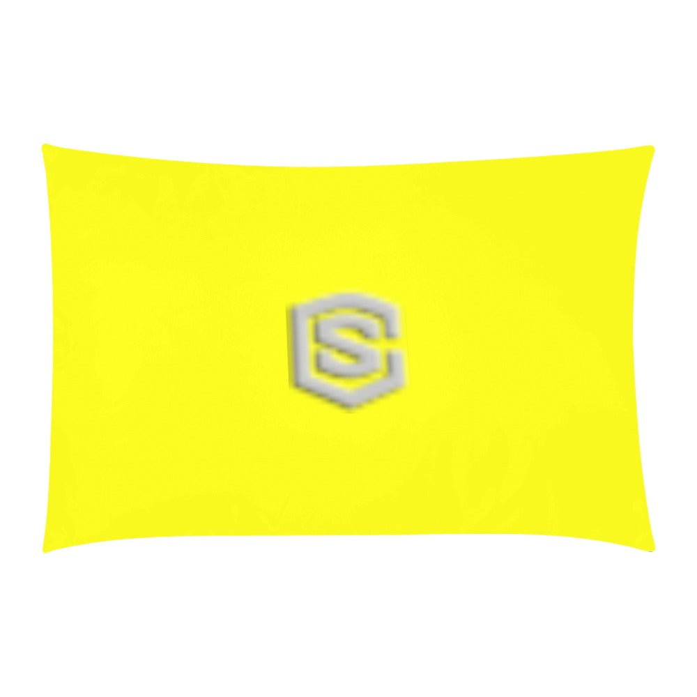 Yellow 3-Piece Bedding Set (1 Duvet Cover 86"x70"; 2 Pillowcases 20"x30")(One Side) wtih Silver Logo 3-Piece Bedding Set (1 Duvet Cover 86"x70"; 2 Pillowcases 20"x30")(One Side)