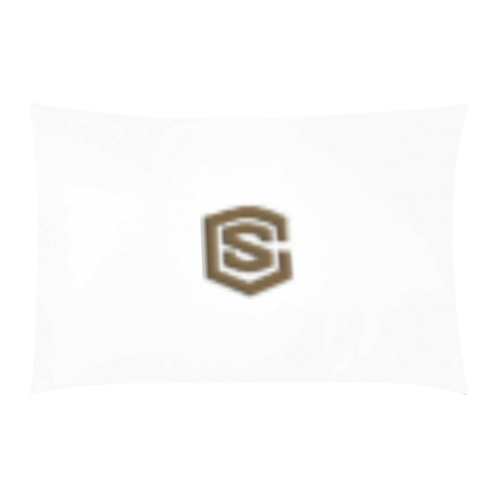 White 3-Piece Bedding Set (1 Duvet Cover 86"x70"; 2 Pillowcases 20"x30")(One Side) with Brown Logo 3-Piece Bedding Set (1 Duvet Cover 86"x70"; 2 Pillowcases 20"x30")(One Side)