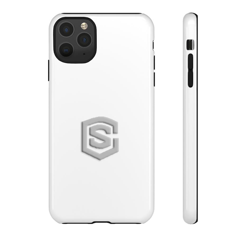White Tough Cases Silver Logo