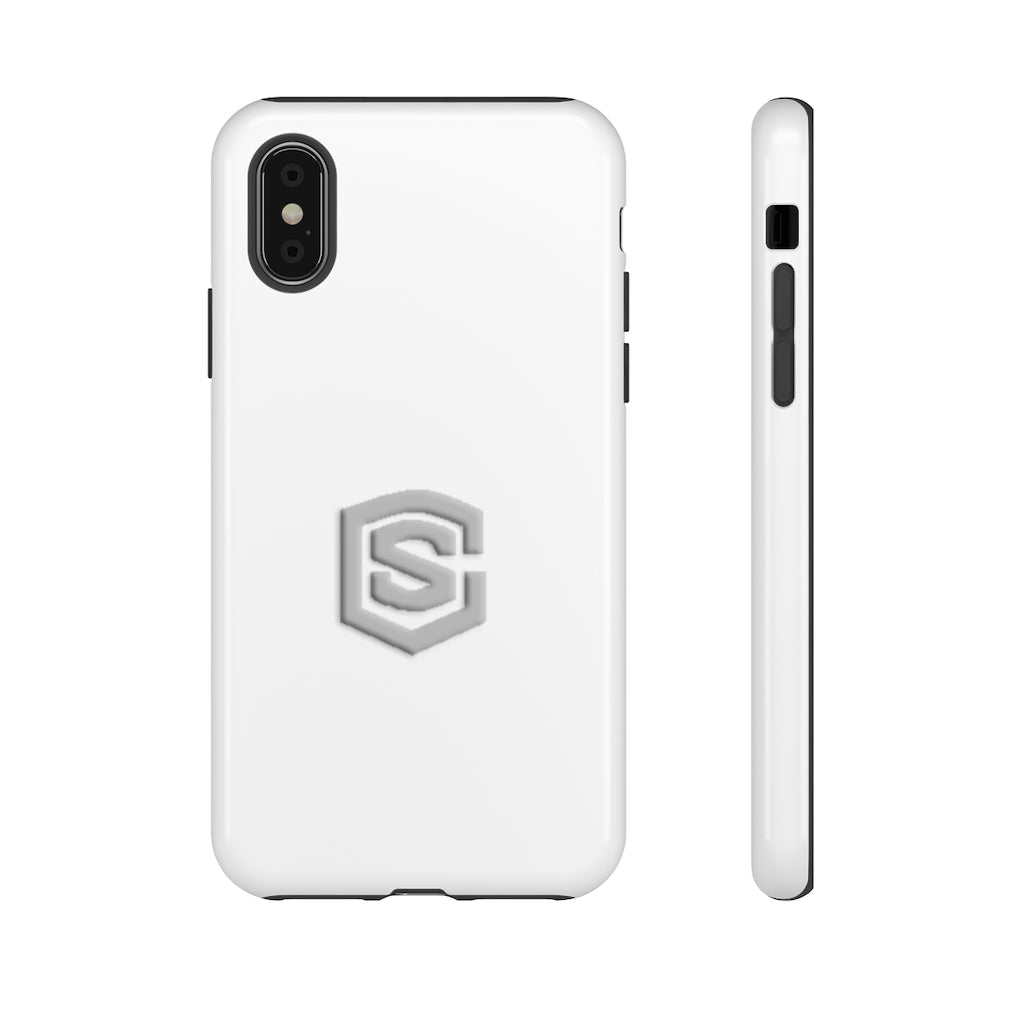 White Tough Cases Silver Logo