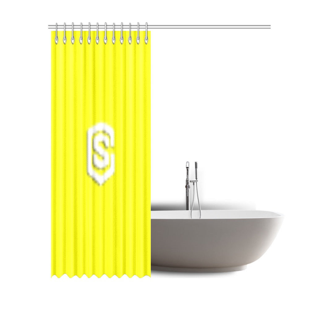 Yellow Shower Curtain 69"x84" with White Logo Shower Curtain 69"x84"