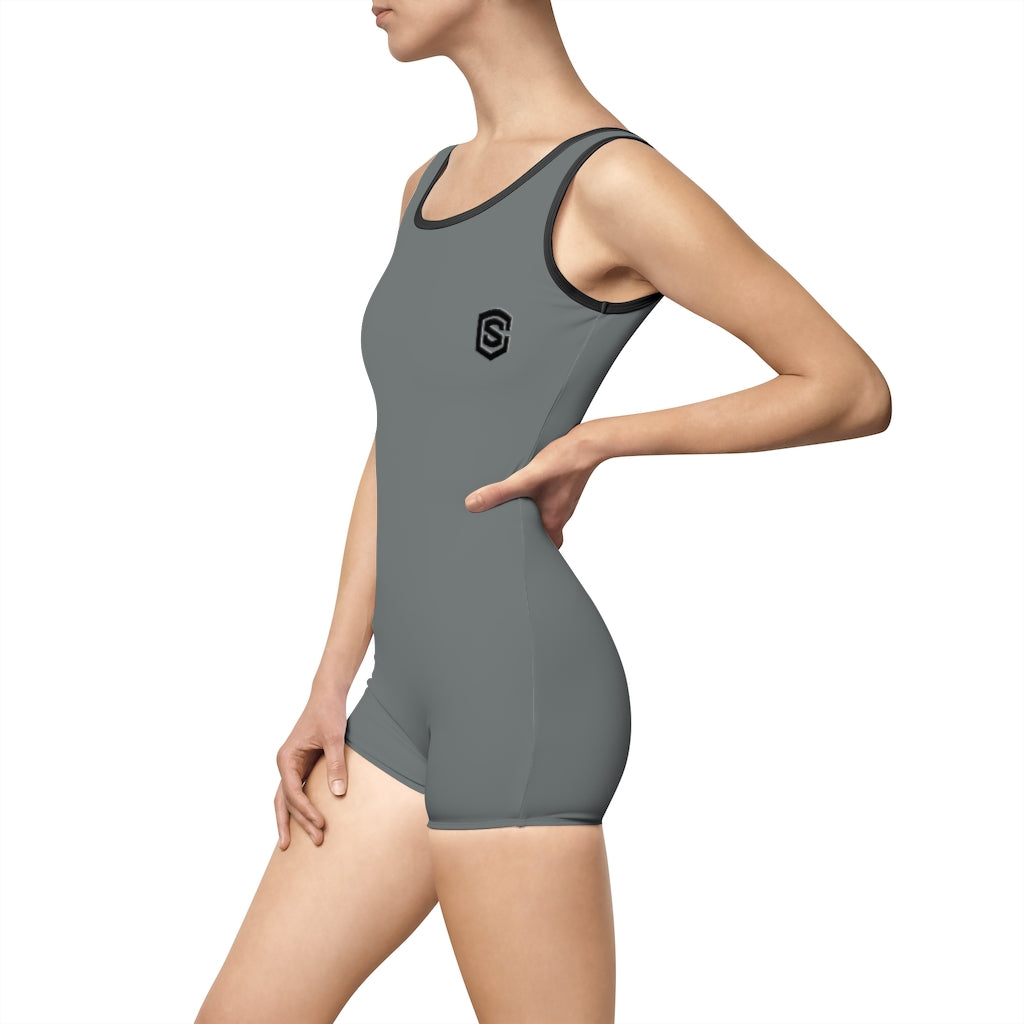 Grey Women's Vintage Swimsuit Black Logo