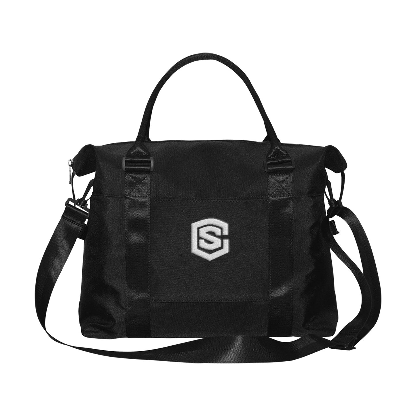 Black Large Capacity Duffle Bag With Silver Logo Large Capacity Duffle Bag(Model1715)