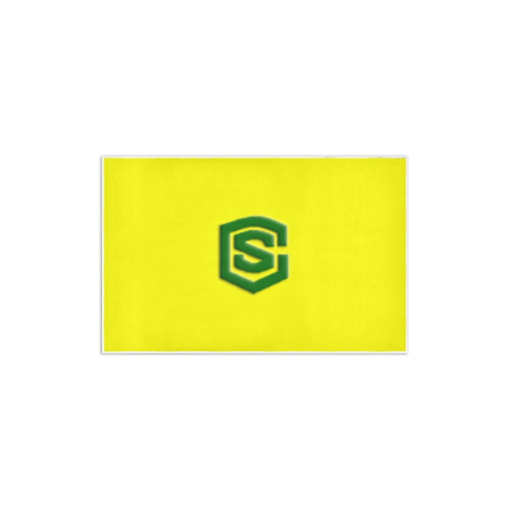 Yellow Area Rug 2.6' x 1.7' with Green Logo Area Rug 2.6' x 1.7'