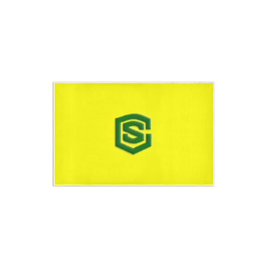 Yellow Area Rug 2.6' x 1.7' with Green Logo Area Rug 2.6' x 1.7'