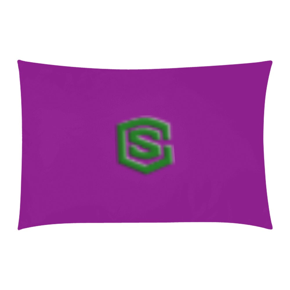 Purple 3-Piece Bedding Set (1 Duvet Cover 86"x70"; 2 Pillowcases 20"x30")(One Side) wtih Green Logo 3-Piece Bedding Set (1 Duvet Cover 86"x70"; 2 Pillowcases 20"x30")(One Side)