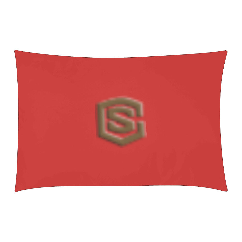 Red Duvet Cover Brown Logo 3-Piece Bedding Set (1 Duvet Cover 86"x70"; 2 Pillowcases 20"x30")(One Side)