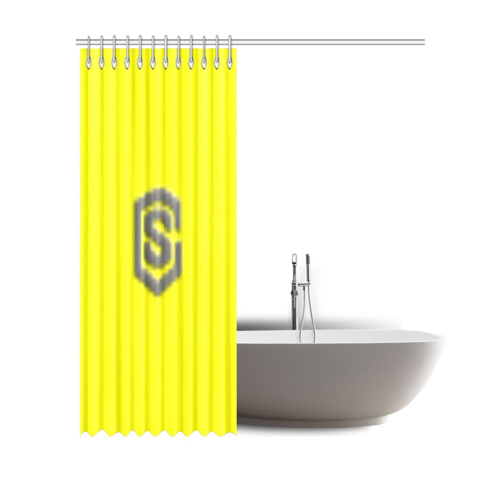 Yellow Shower Curtain 69"x84" with Gray Logo Shower Curtain 69"x84"