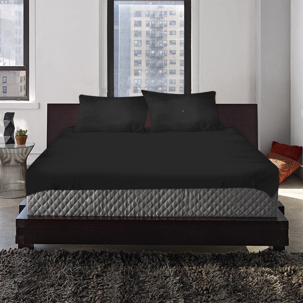 Black Duvet Cover Red Logo 3-Piece Bedding Set (1 Duvet Cover 86"x70"; 2 Pillowcases 20"x30")(One Side)