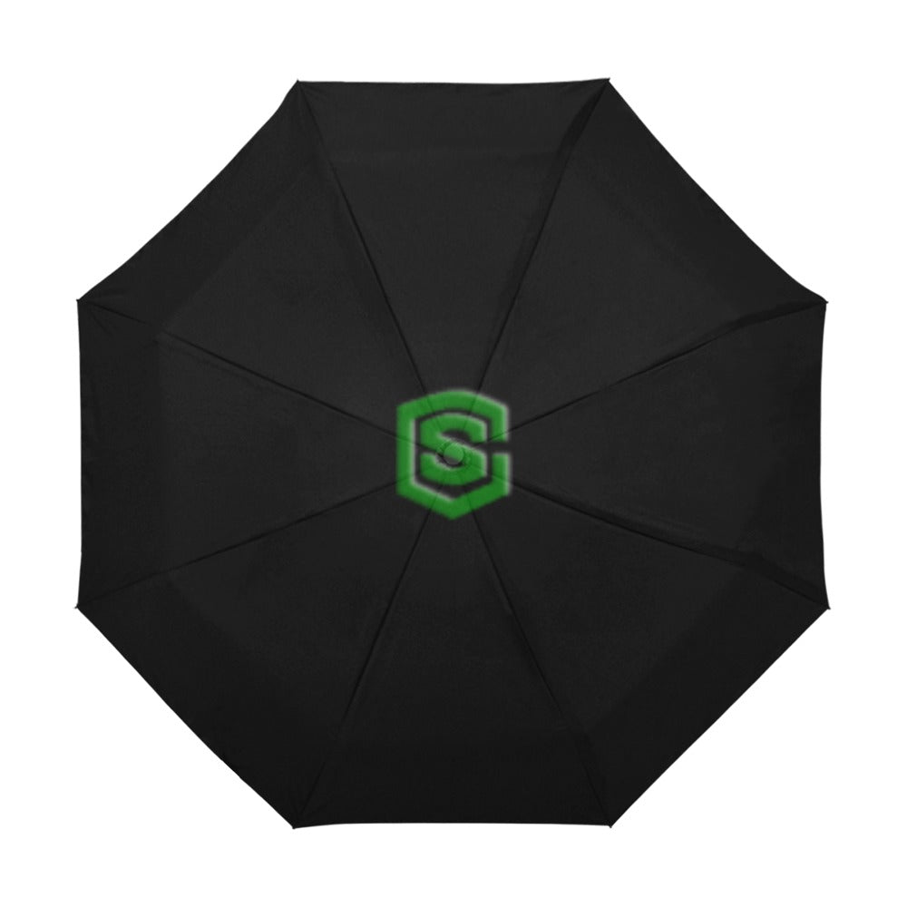 Black Anti-UV Automatic Umbrella With Green Logo Anti-UV Automatic Umbrella(Outside Printing)(Model U09)