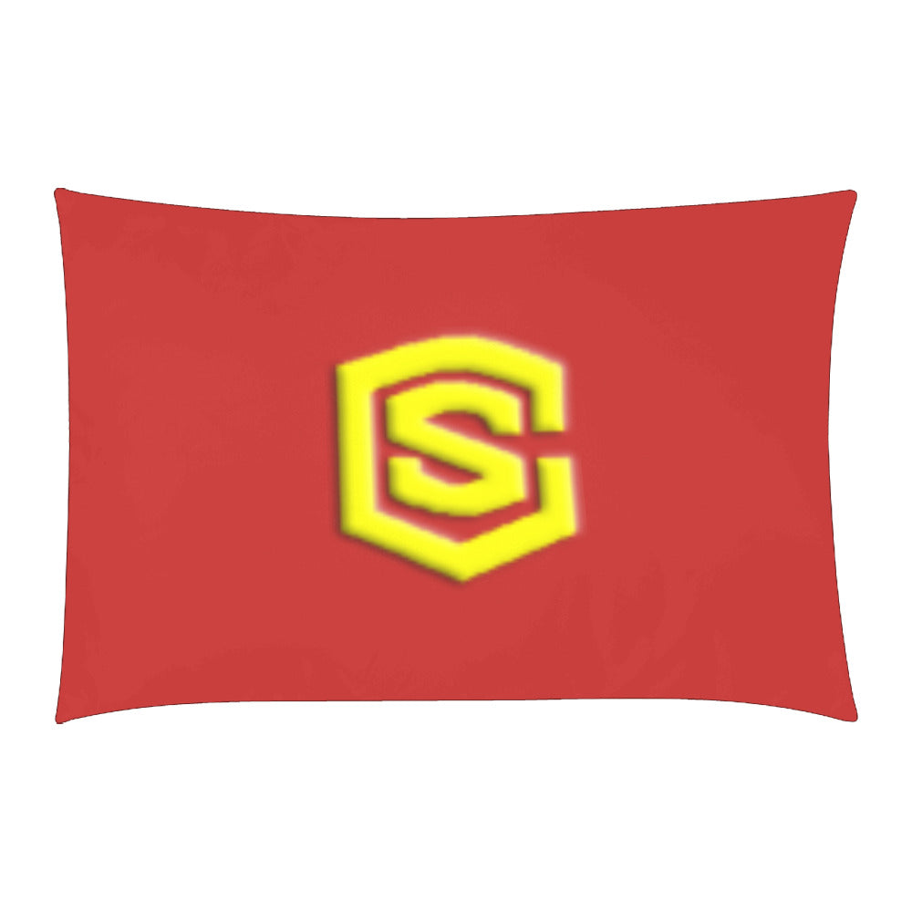 Red Duvet Cover Yellow Logo 3-Piece Bedding Set (1 Duvet Cover 86"x70"; 2 Pillowcases 20"x30")(One Side)