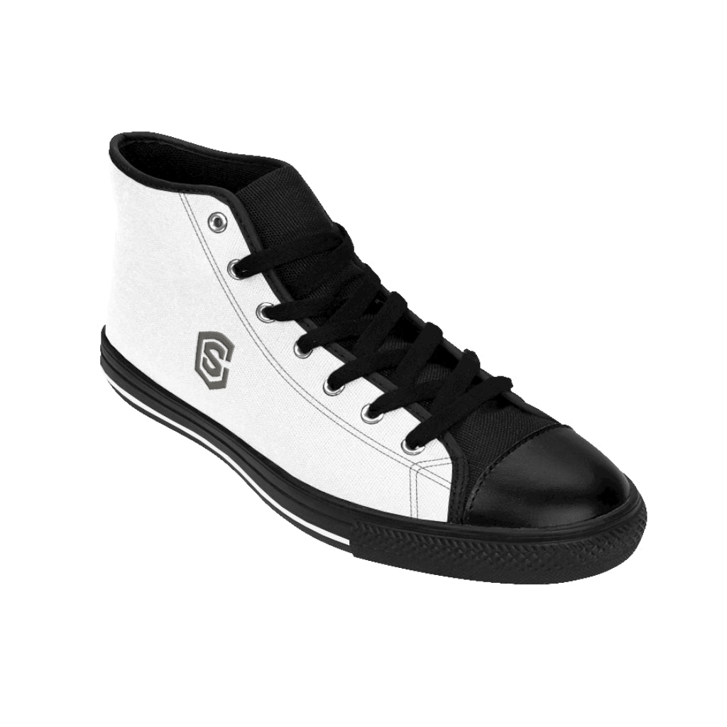 white Men's High-top Sneakers Silver logo