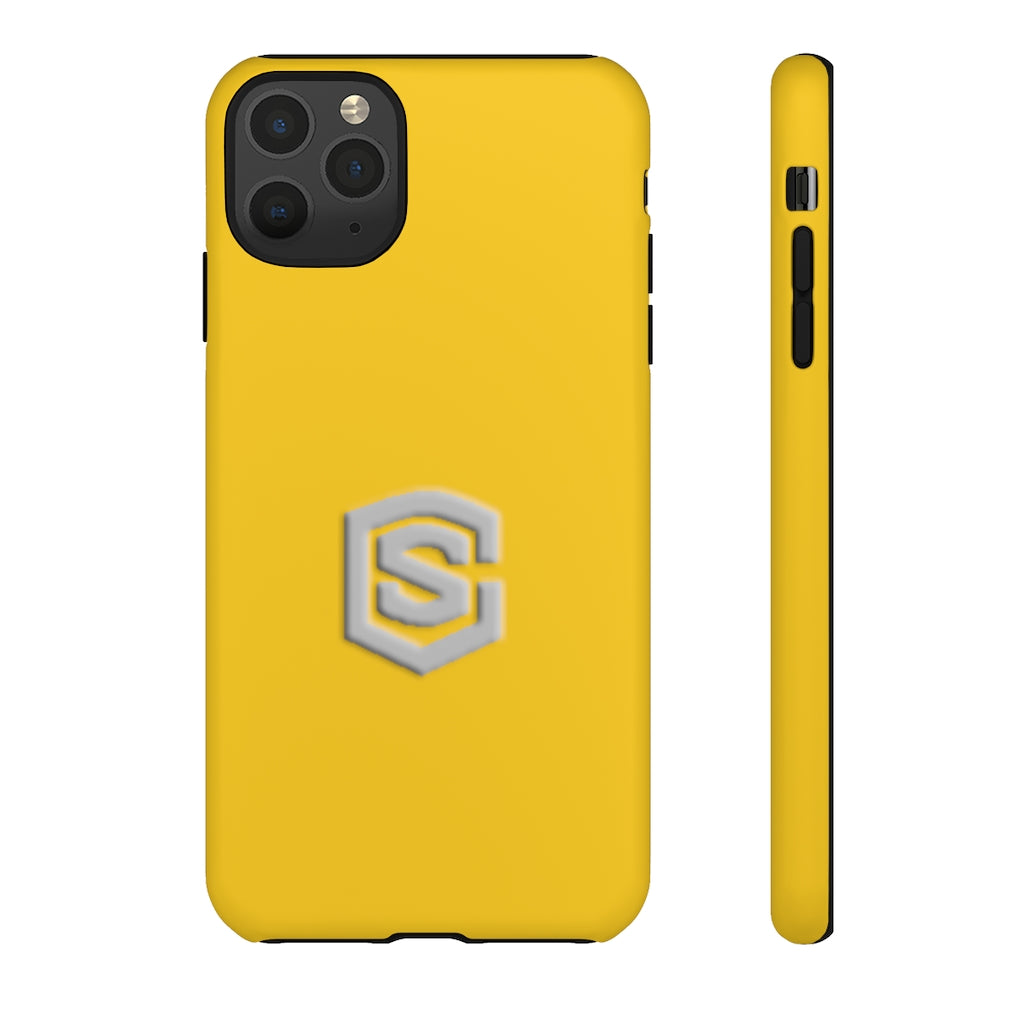 Yellow Tough Cases Silver Logo