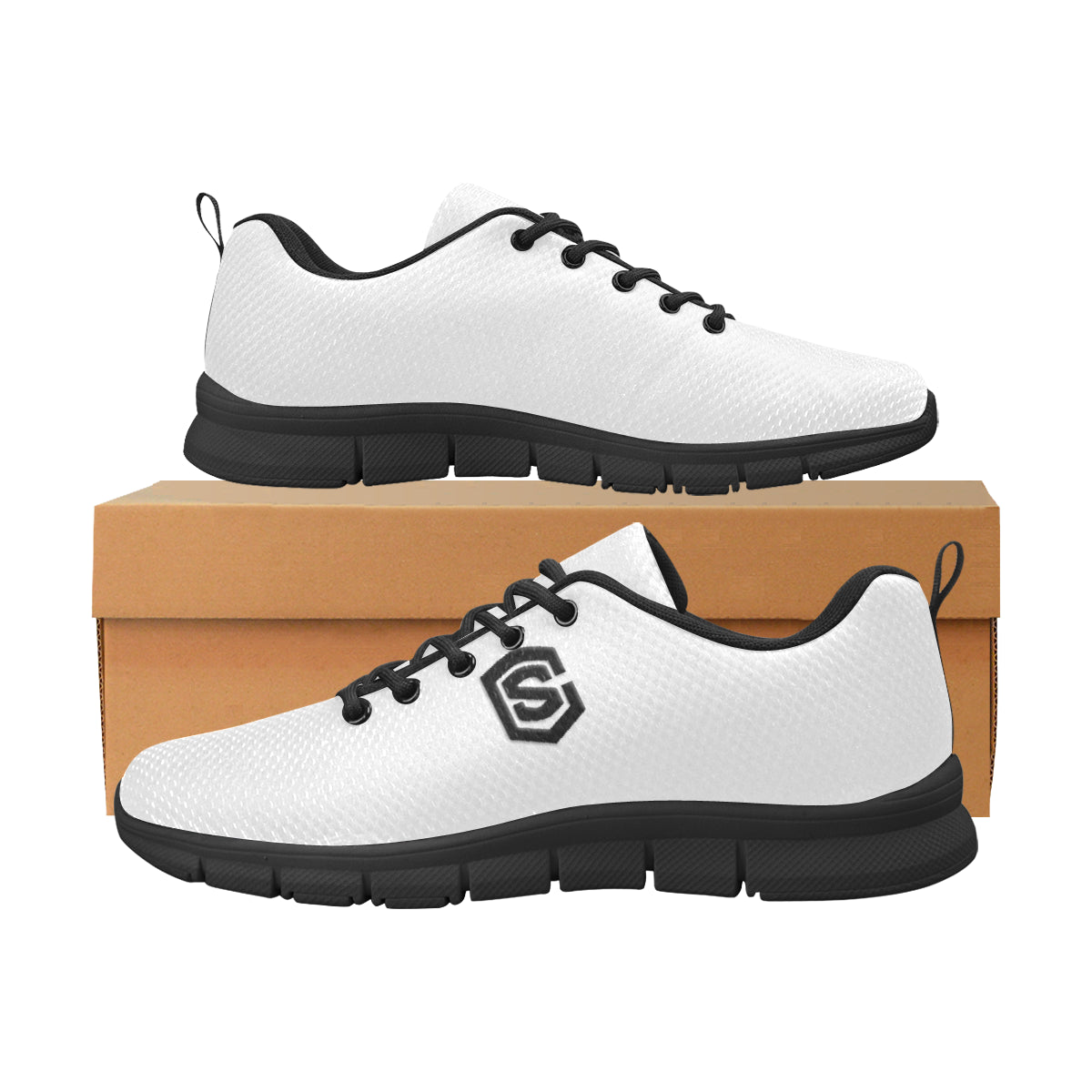 black logo Men's Breathable Running Shoes (Model 055)