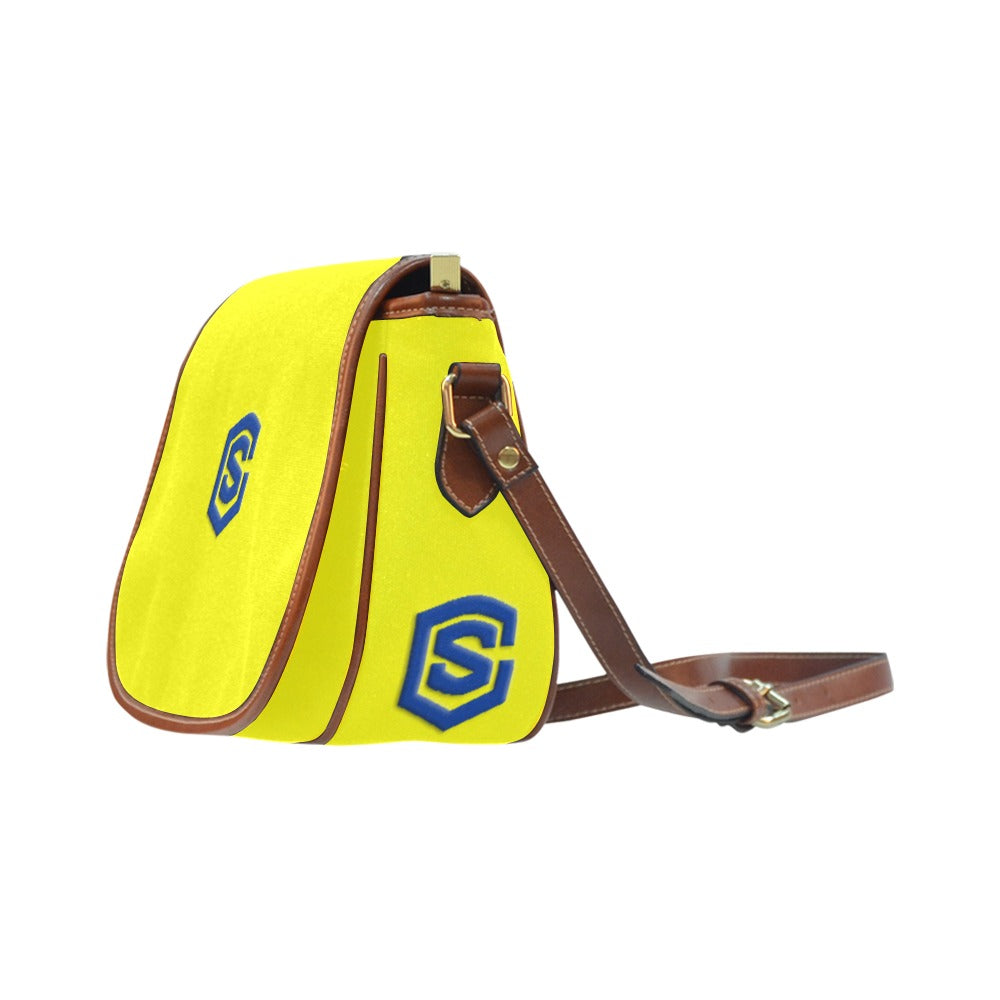 YELLOW Saddle Bag WITH BLUE LOGO Saddle Bag (Model 1649) (Small)
