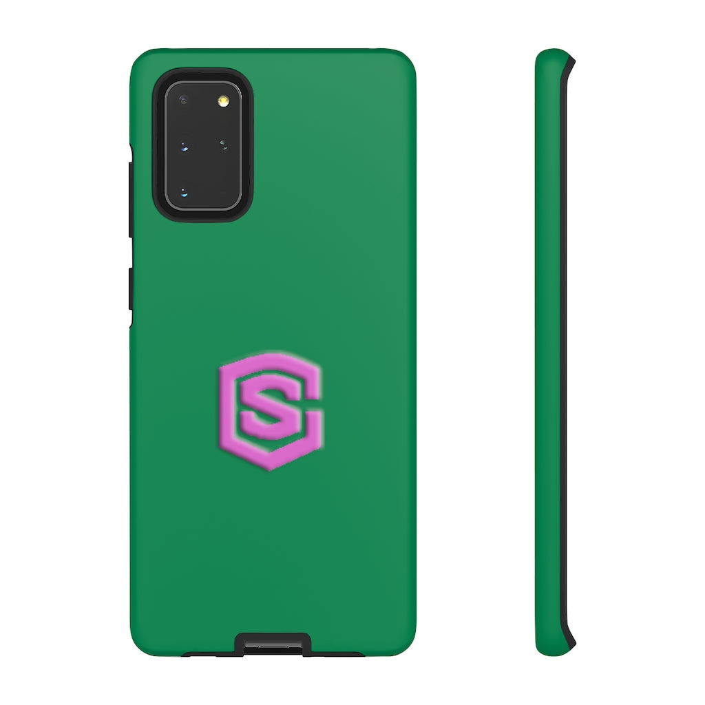Green Tough Cases Pink Logo