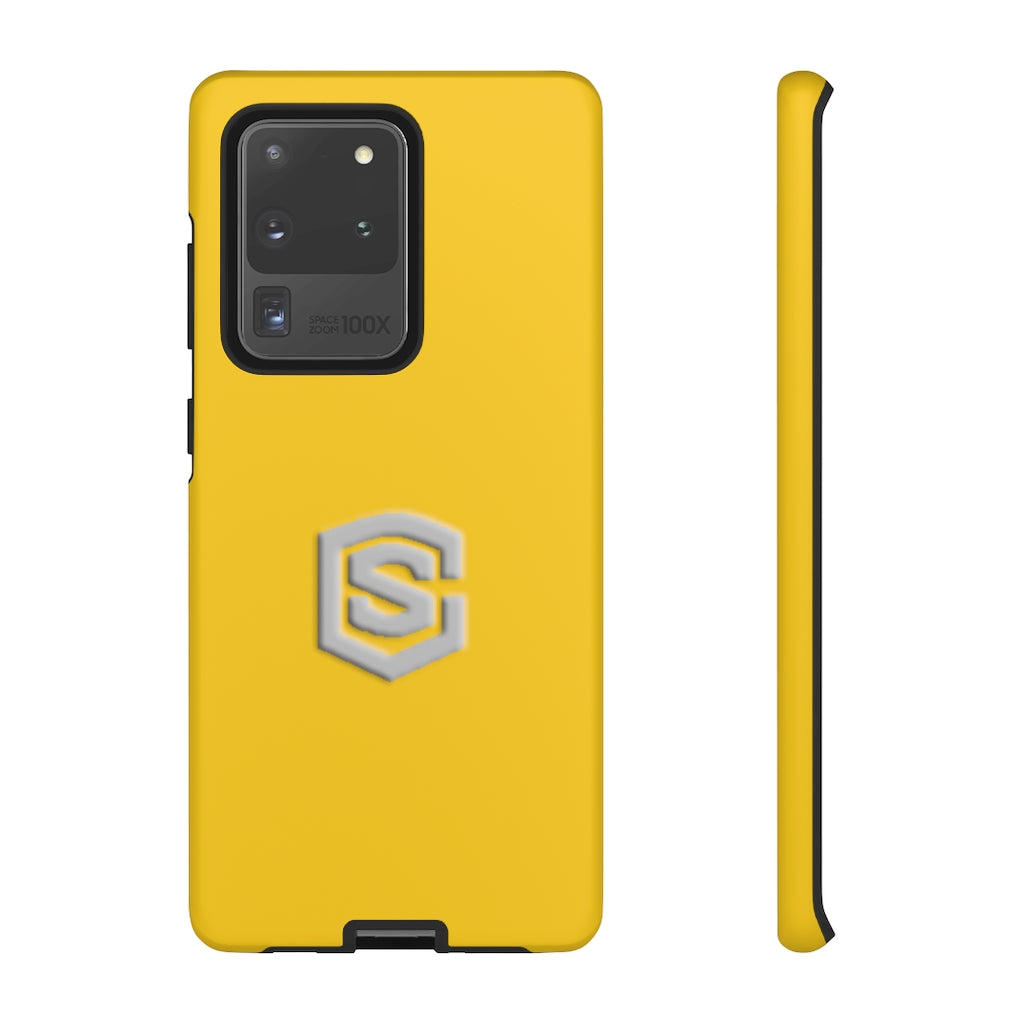 Yellow Tough Cases Silver Logo