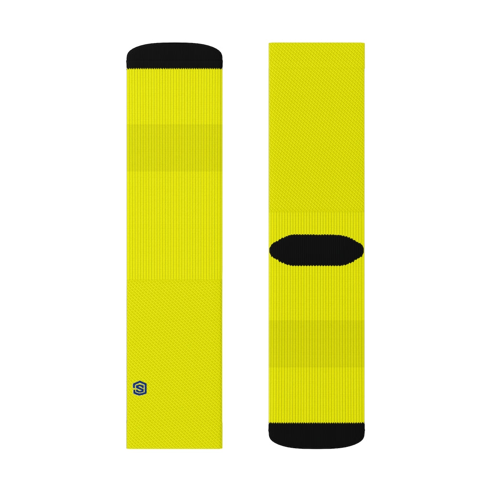 Yellow Sublimation Socks with Blue Logo
