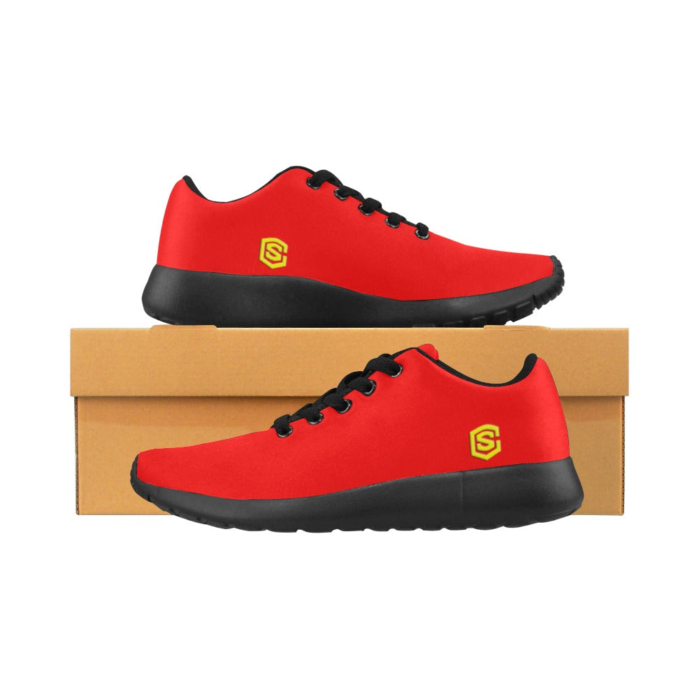 RED KID SNEAKER ITH YELLOW LOGO Kid's Sneakers (Little Kid / Big Kid) (Model020)