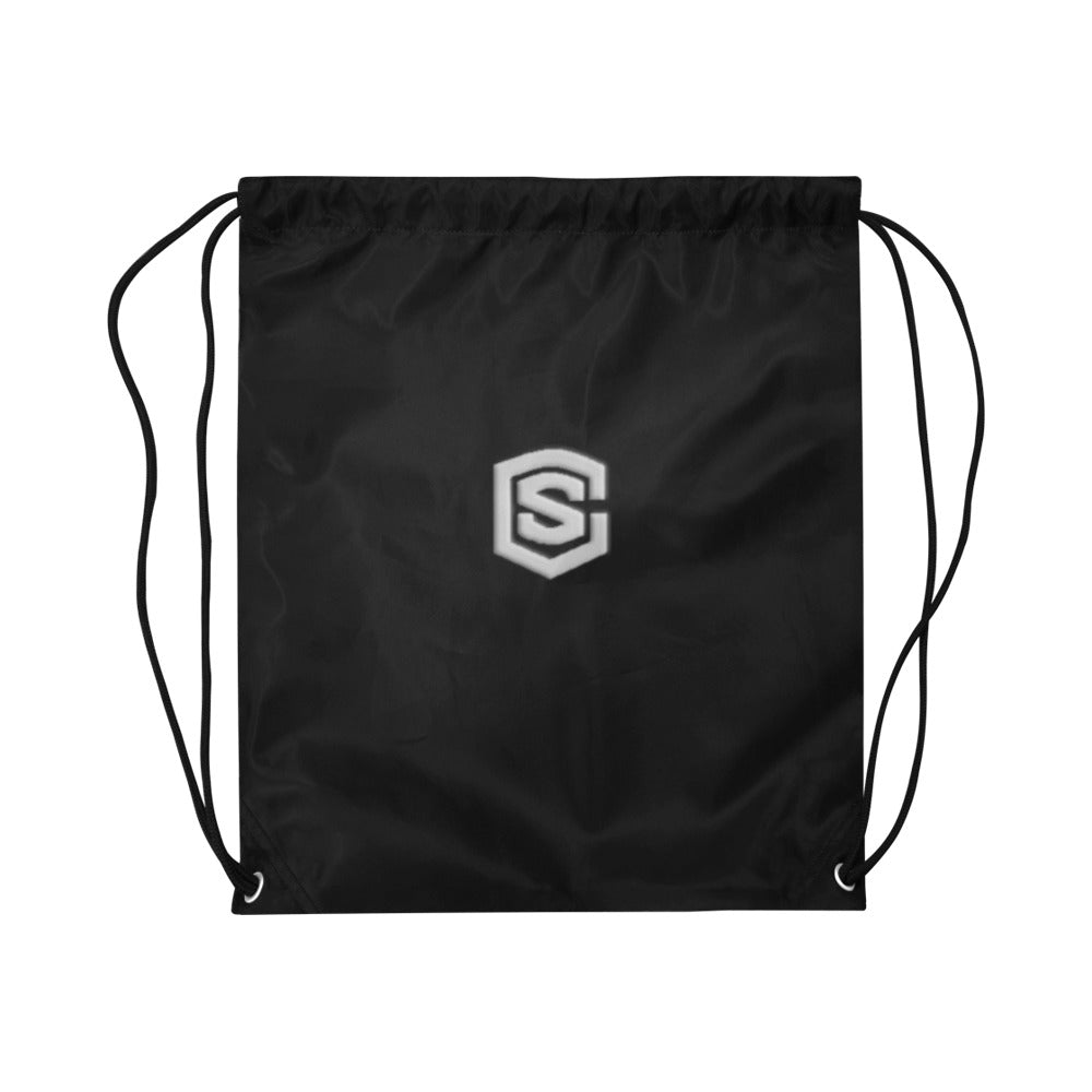 Black Drawstring Bags Large With Silver Logo Drawstring Bags (Model 1604) (Large)