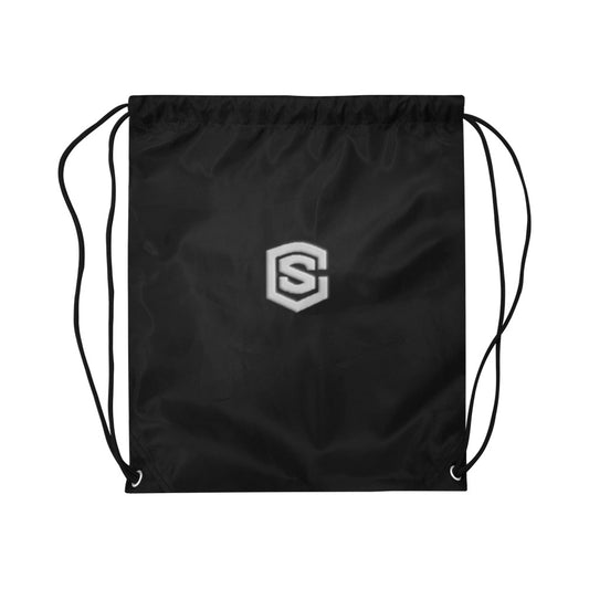 Black Drawstring Bags Large With Silver Logo Drawstring Bags (Model 1604) (Large)