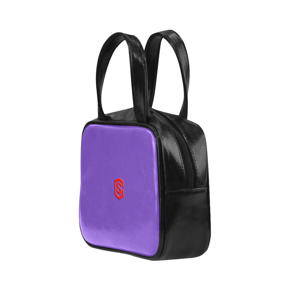 PURPLE LEATHER TOP HANDLE HANDBAG red logo Leather Top Handle Handbag (Model 1662)