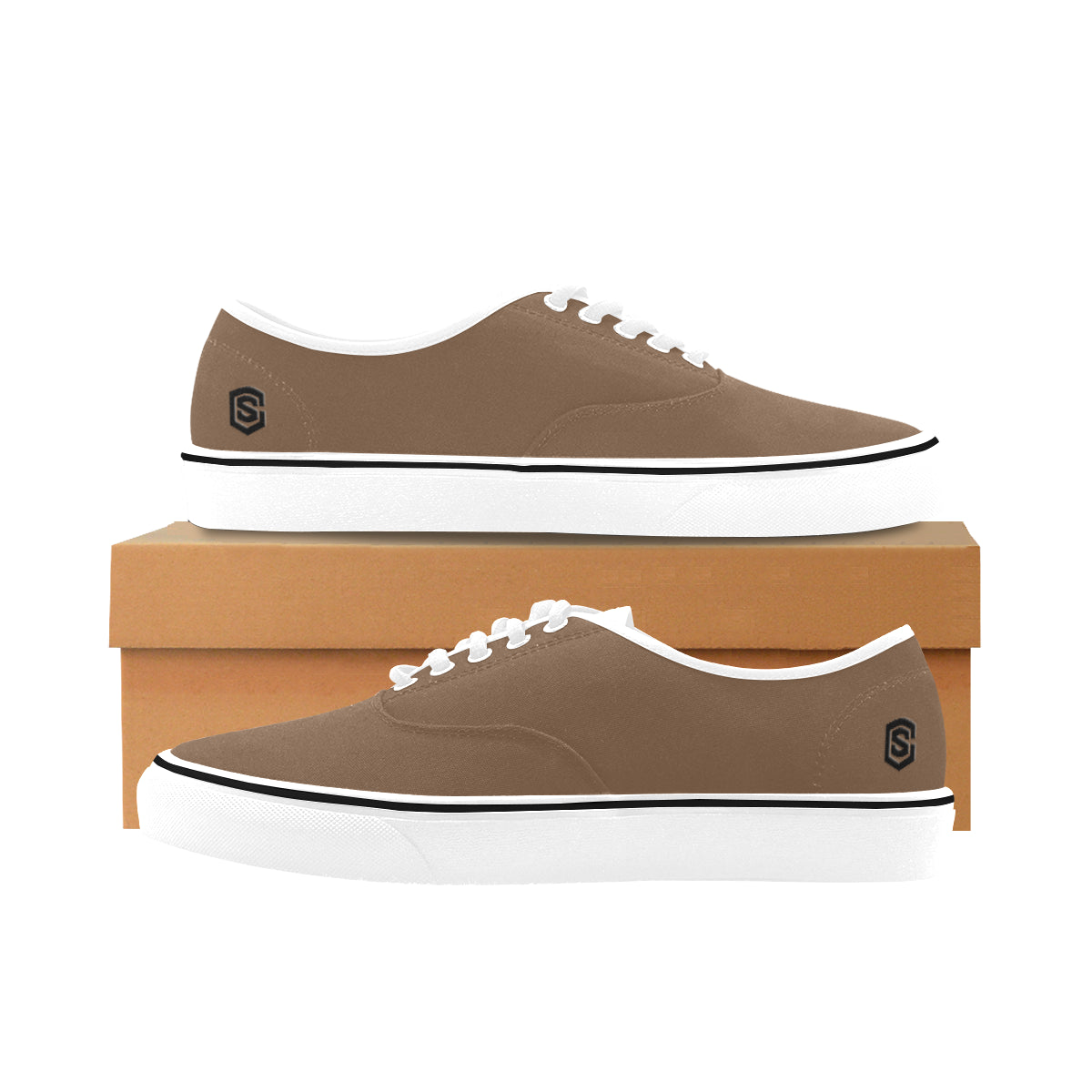 black logo Classic Women's Canvas Low Top Shoes (Model E001-4)