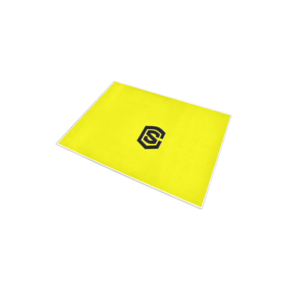 YELLOW SMALL AREA RUG WITH BLACK LOGO Area Rug 2.6' x 1.7'