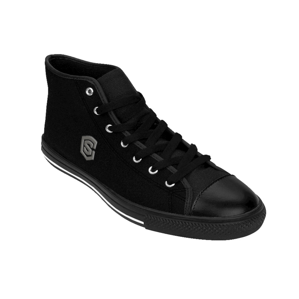 black Men's High-top Sneakers Silver logo