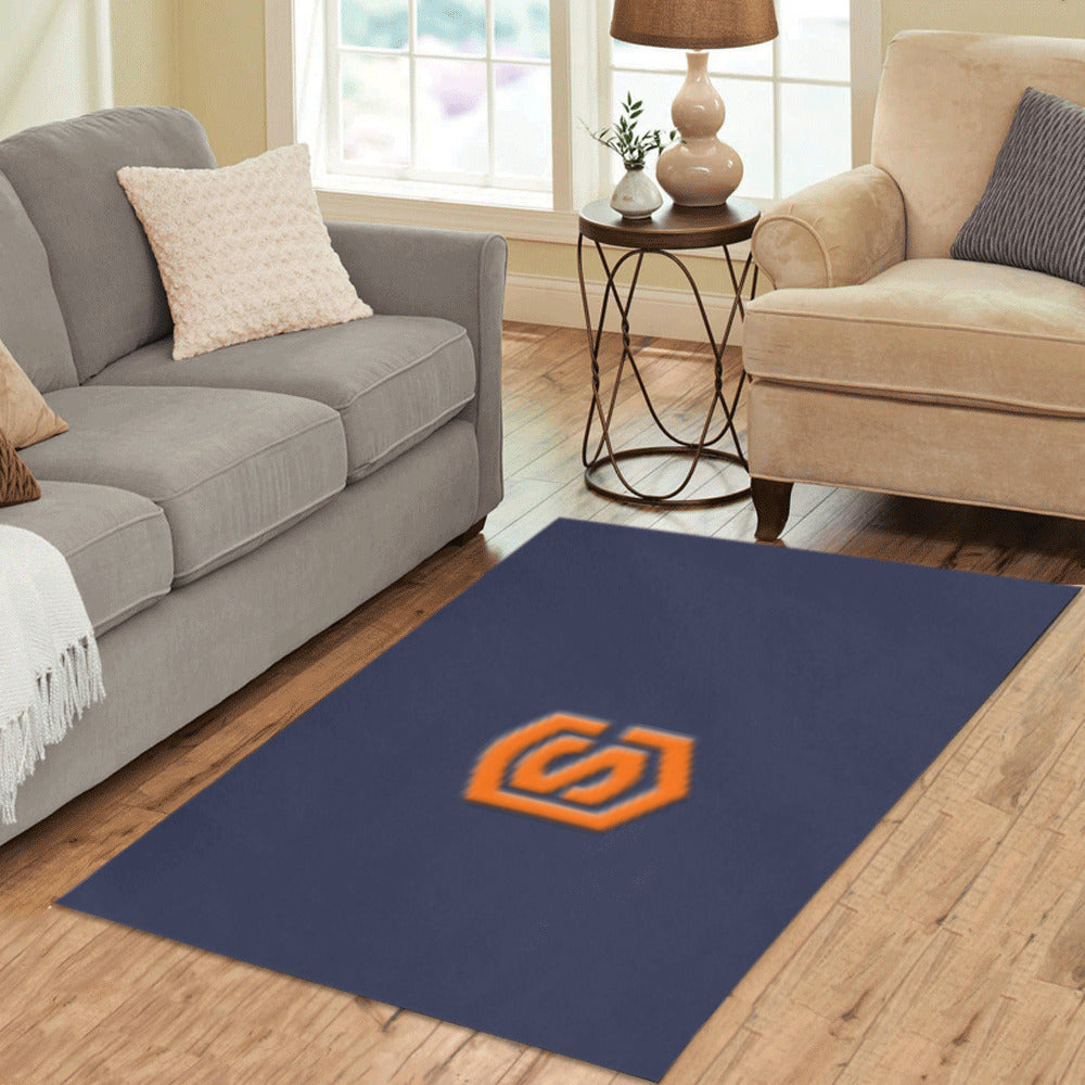 Blue Area Rug Orange Logo Area Rug 5' x 3.2'