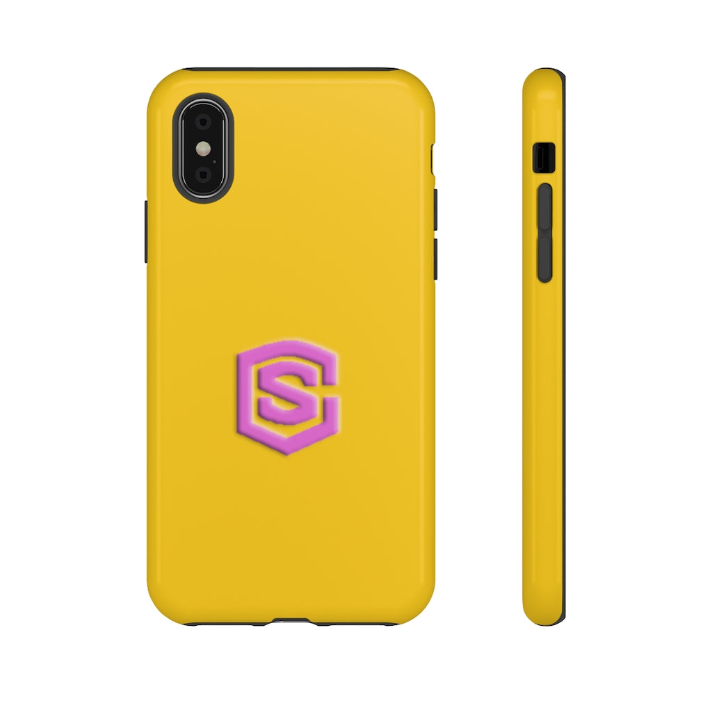 Yellow Tough Cases Pink Logo