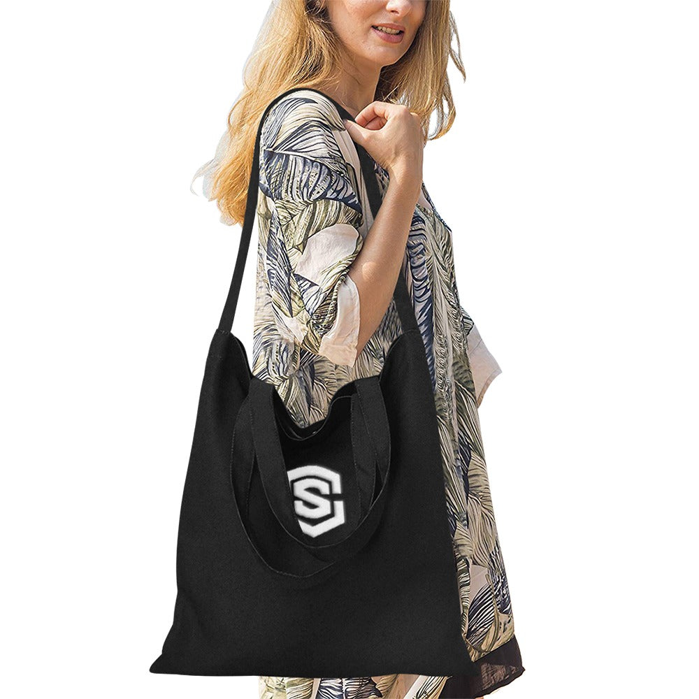 Black All Over Print Canvas Tote Bag With White Logo All Over Print Canvas Tote Bag(Model1698)(Medium)