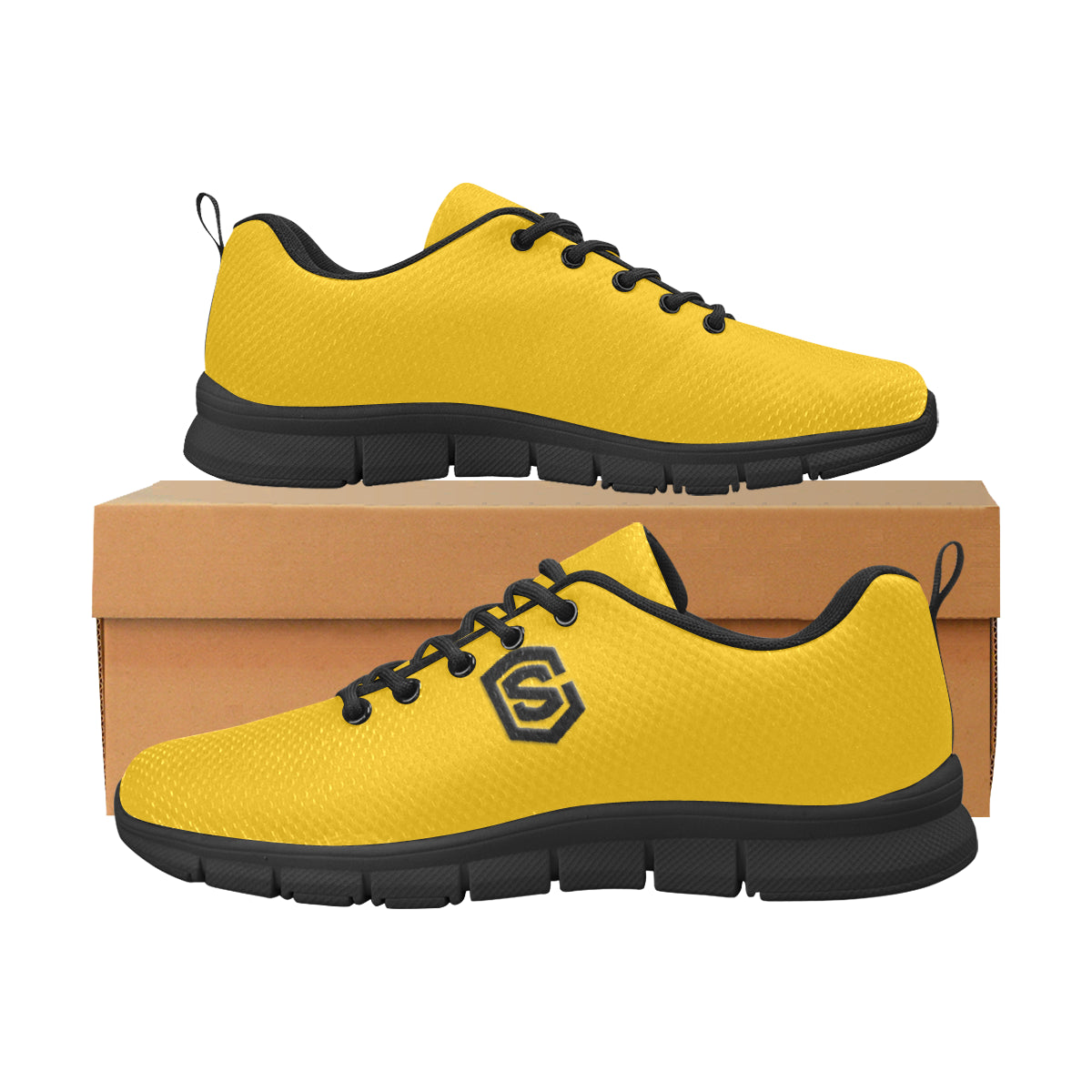 black logo Men's Breathable Running Shoes (Model 055)