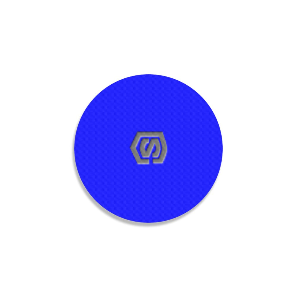 Blue Round Coaster with Gray Logo Round Coaster