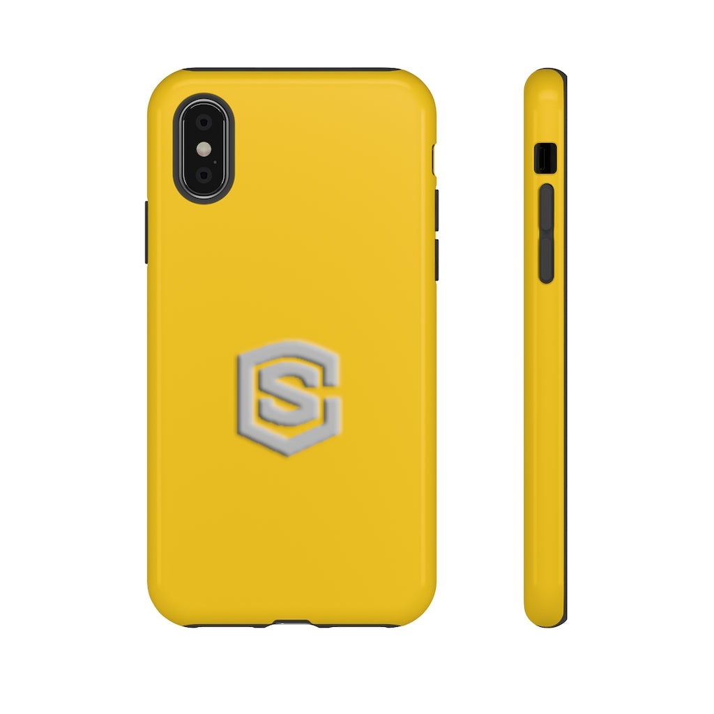 Yellow Tough Cases Silver Logo