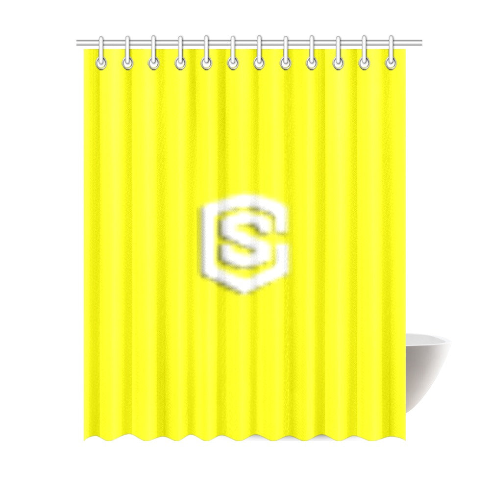 Yellow Shower Curtain 69"x84" with White Logo Shower Curtain 69"x84"