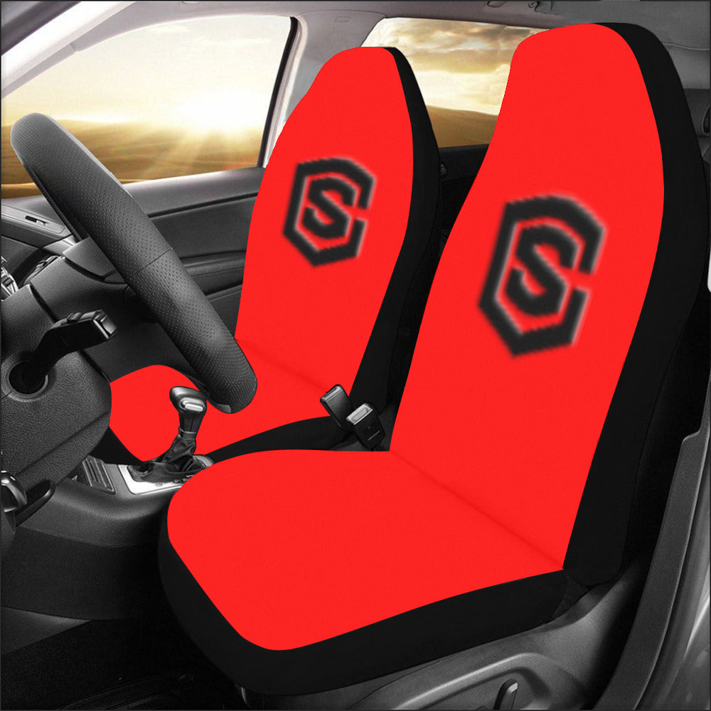 Red Car Seat Covers Black Logo Car Seat Covers (Set of 2)